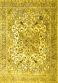 Medallion Yellow Traditional Rug, tr1192yw