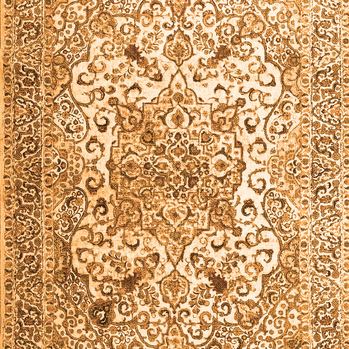 Serging Thickness of Machine Washable Medallion Orange Traditional Area Rugs, wshtr1192org