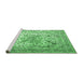 Sideview of Machine Washable Medallion Emerald Green Traditional Area Rugs, wshtr1192emgrn