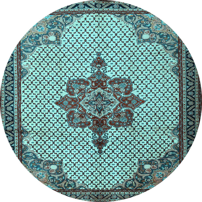 Round Persian Light Blue Traditional Rug, tr1193lblu