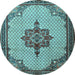 Round Persian Light Blue Traditional Rug, tr1193lblu