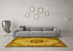 Machine Washable Persian Yellow Traditional Rug in a Living Room, wshtr1193yw