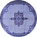 Round Persian Blue Traditional Rug, tr1193blu