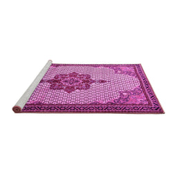 Sideview of Machine Washable Persian Pink Traditional Rug, wshtr1193pnk