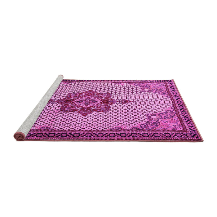 Sideview of Machine Washable Persian Pink Traditional Rug, wshtr1193pnk