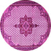 Round Machine Washable Persian Pink Traditional Rug, wshtr1193pnk