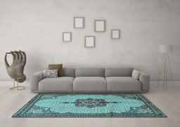 Machine Washable Persian Light Blue Traditional Rug in a Living Room, wshtr1193lblu