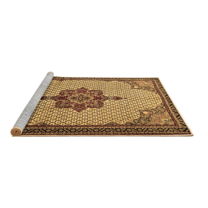 Sideview of Machine Washable Persian Brown Traditional Rug, wshtr1193brn