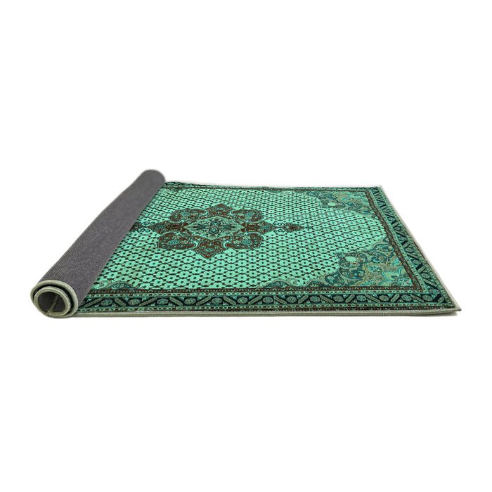 Sideview of Persian Turquoise Traditional Rug, tr1193turq