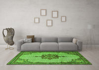 Machine Washable Persian Green Traditional Rug, wshtr1193grn