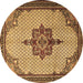 Round Persian Brown Traditional Rug, tr1193brn