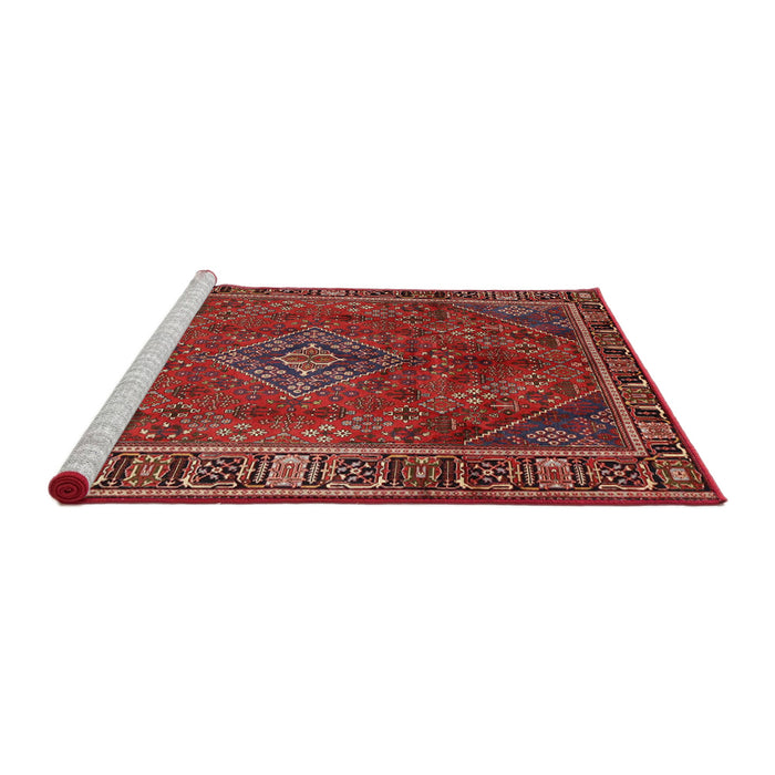 Sideview of Machine Washable Traditional Rust Pink Rug, wshtr1194