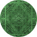 Round Persian Emerald Green Traditional Rug, tr1194emgrn