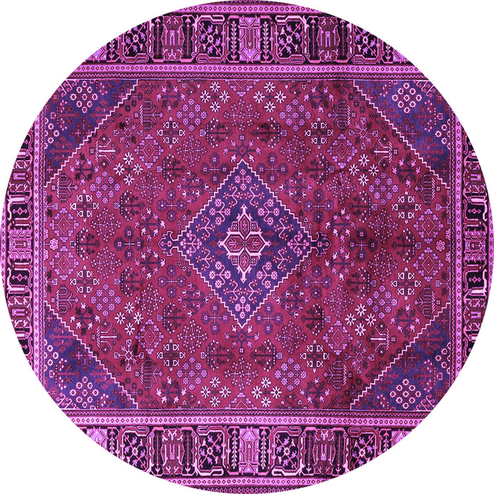 Round Machine Washable Persian Purple Traditional Area Rugs, wshtr1194pur