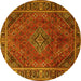 Round Persian Yellow Traditional Rug, tr1194yw