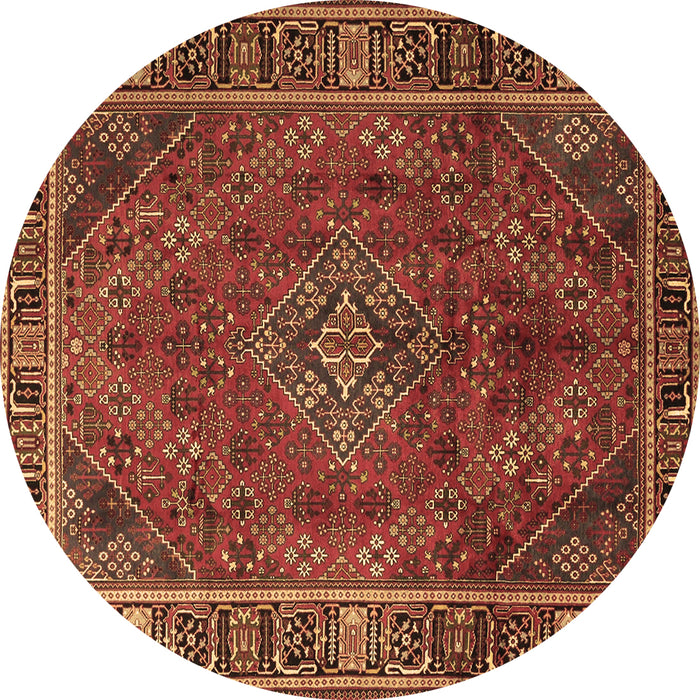 Round Machine Washable Persian Brown Traditional Rug, wshtr1194brn