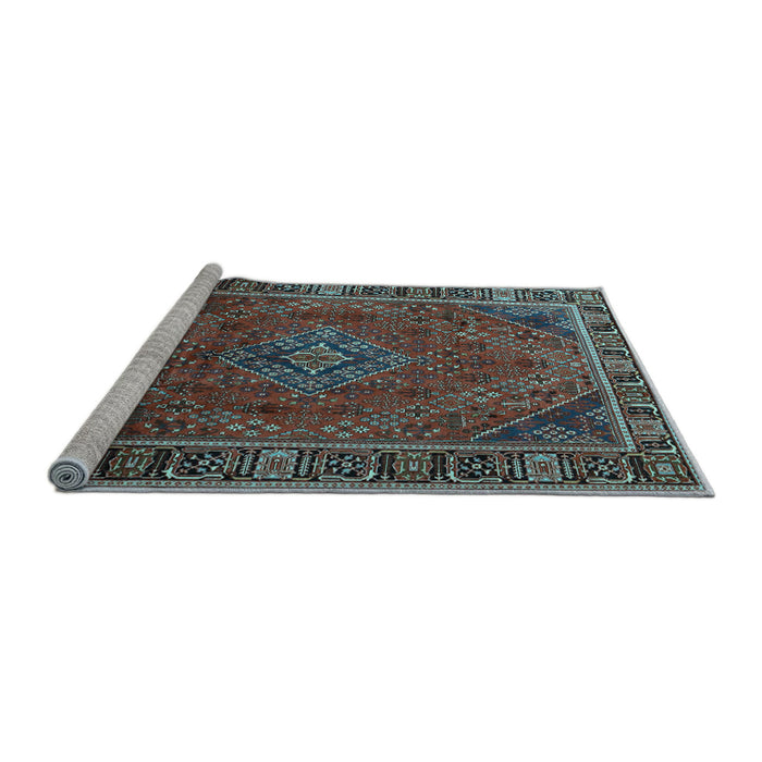 Sideview of Machine Washable Persian Light Blue Traditional Rug, wshtr1194lblu