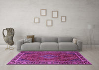 Machine Washable Persian Purple Traditional Rug, wshtr1194pur