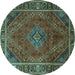 Round Persian Turquoise Traditional Rug, tr1194turq