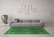 Machine Washable Persian Emerald Green Traditional Area Rugs in a Living Room,, wshtr1194emgrn