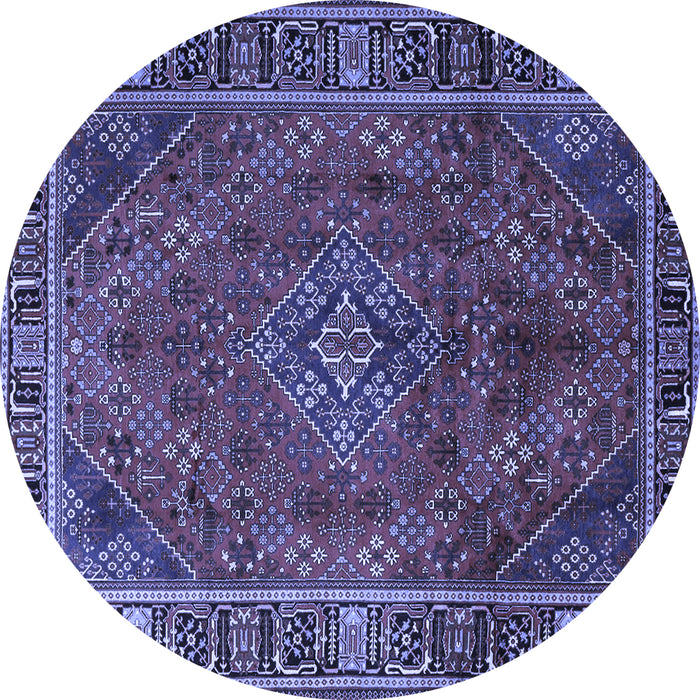 Round Persian Blue Traditional Rug, tr1194blu