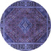 Round Persian Blue Traditional Rug, tr1194blu