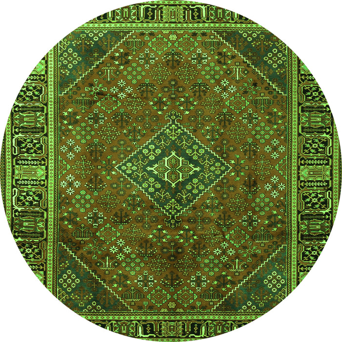 Square Persian Green Traditional Rug, tr1194grn