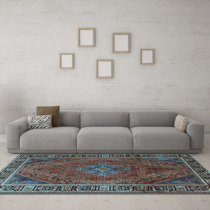 Machine Washable Persian Light Blue Traditional Rug in a Living Room, wshtr1194lblu
