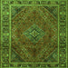 Round Machine Washable Persian Green Traditional Area Rugs, wshtr1194grn