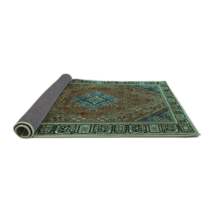 Sideview of Persian Turquoise Traditional Rug, tr1194turq