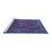 Sideview of Machine Washable Persian Blue Traditional Rug, wshtr1194blu