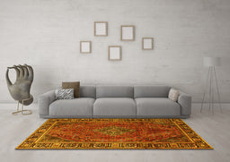 Machine Washable Persian Yellow Traditional Rug in a Living Room, wshtr1194yw