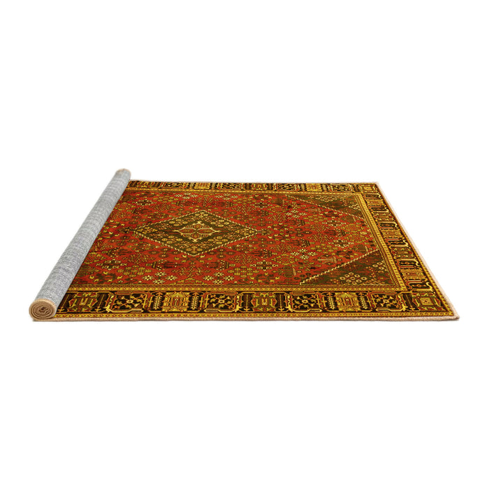 Sideview of Machine Washable Persian Yellow Traditional Rug, wshtr1194yw