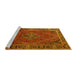 Sideview of Machine Washable Persian Yellow Traditional Rug, wshtr1194yw