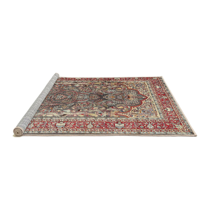 Sideview of Machine Washable Traditional Light French Beige Brown Rug, wshtr1195
