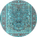 Round Persian Light Blue Traditional Rug, tr1195lblu