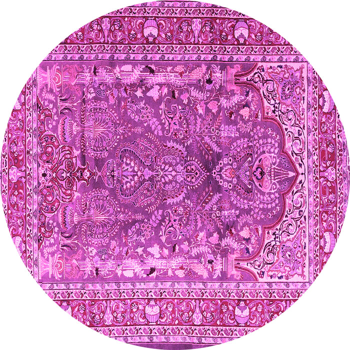 Round Machine Washable Persian Pink Traditional Rug, wshtr1195pnk