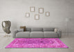 Machine Washable Persian Pink Traditional Rug in a Living Room, wshtr1195pnk