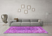 Machine Washable Persian Purple Traditional Area Rugs in a Living Room, wshtr1195pur