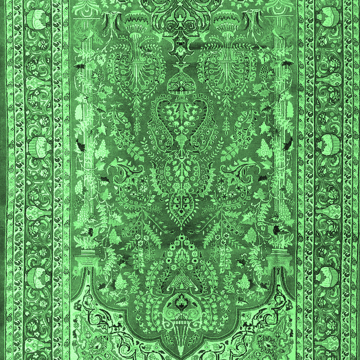 Machine Washable Persian Emerald Green Traditional Area Rugs, wshtr1195emgrn