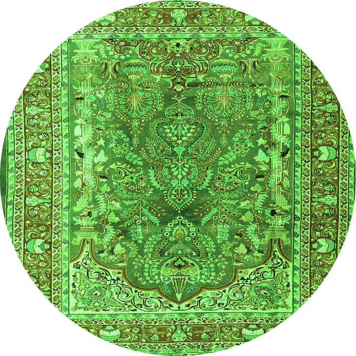 Square Persian Green Traditional Rug, tr1195grn