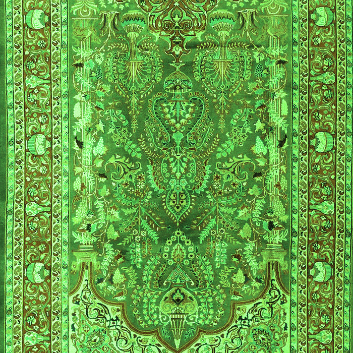 Serging Thickness of Machine Washable Persian Green Traditional Area Rugs, wshtr1195grn