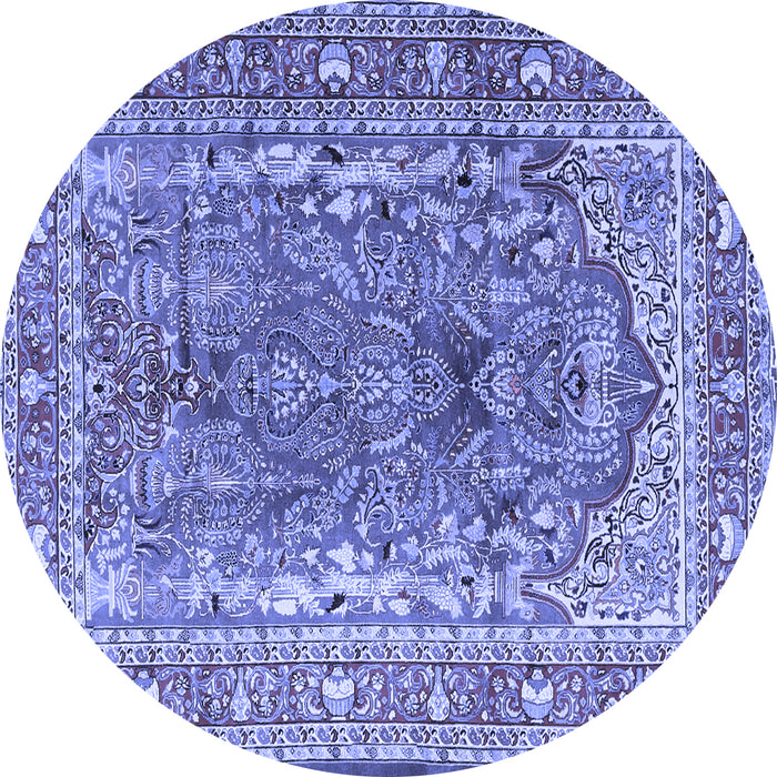 Round Persian Blue Traditional Rug, tr1195blu