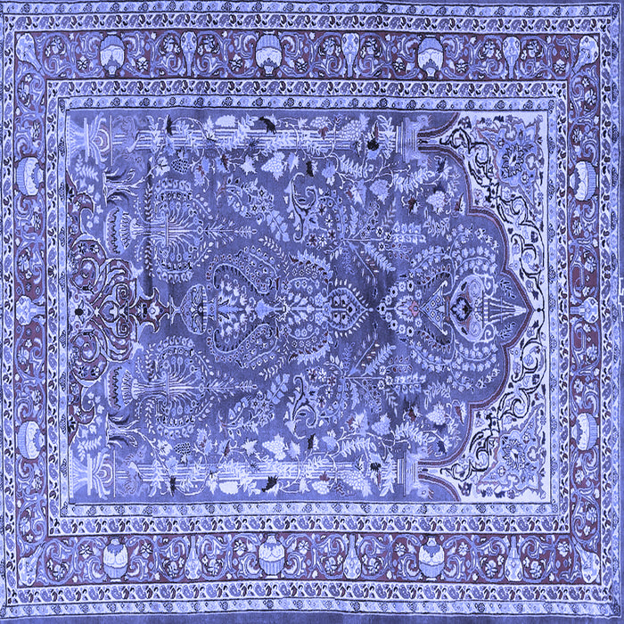 Square Machine Washable Persian Blue Traditional Rug, wshtr1195blu
