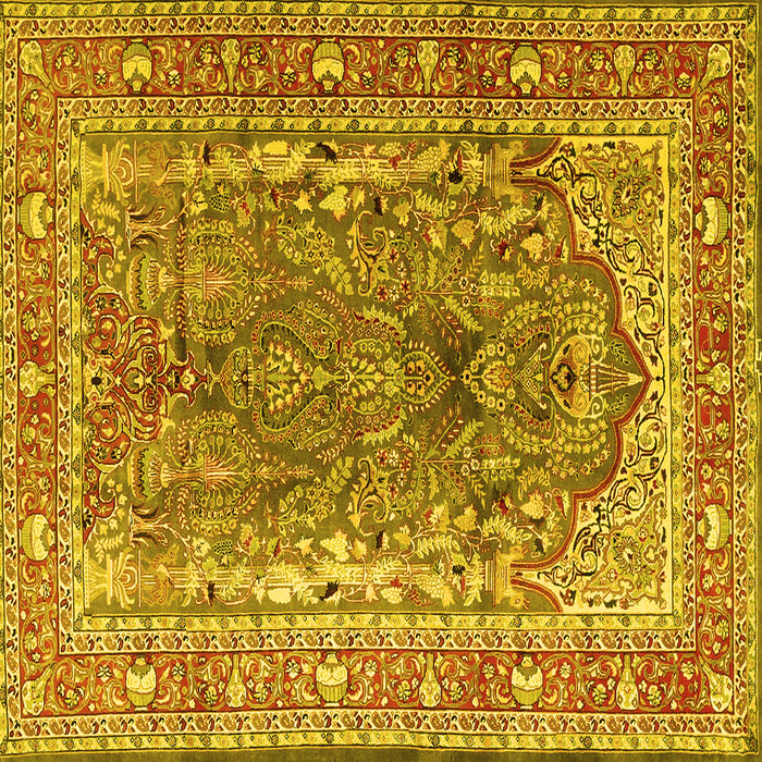 Square Machine Washable Persian Yellow Traditional Rug, wshtr1195yw
