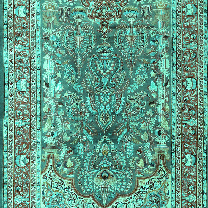 Machine Washable Persian Turquoise Traditional Area Rugs, wshtr1195turq