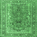 Square Machine Washable Persian Emerald Green Traditional Area Rugs, wshtr1195emgrn