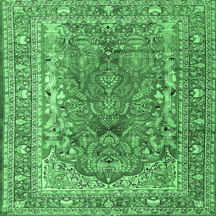 Square Persian Emerald Green Traditional Rug, tr1195emgrn