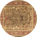 Round Machine Washable Persian Brown Traditional Rug, wshtr1195brn