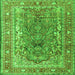 Round Machine Washable Persian Green Traditional Area Rugs, wshtr1195grn